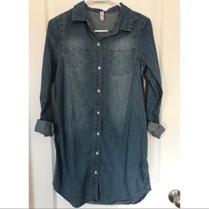 Hi-Low Chambray Shirt Dress